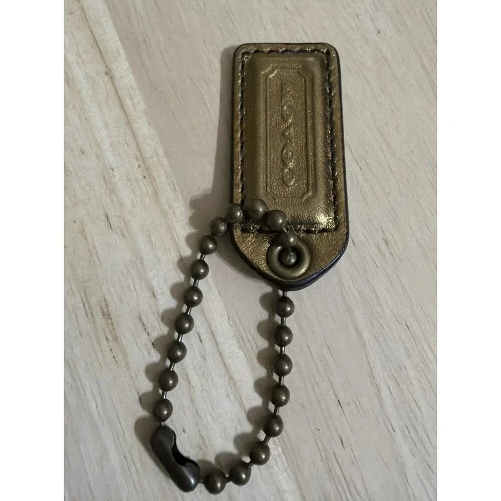 Vintage Y2K Special Edition 2004 Coach Hang Tag Gold Leather Bag Charm Fob Brass